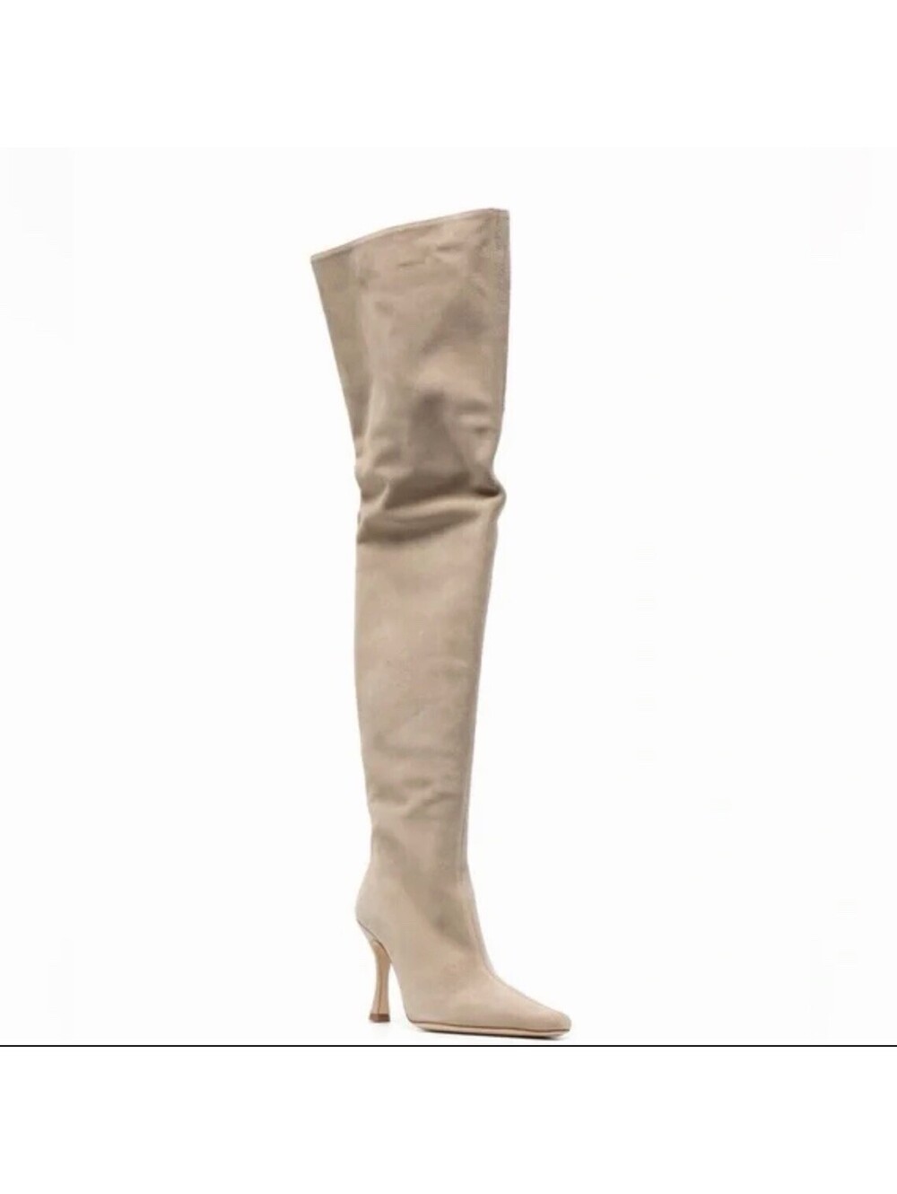 NEW $1395 STAUD Cami OTK Over Knee Taupe Suede Leather Tall Boots EU 36.5